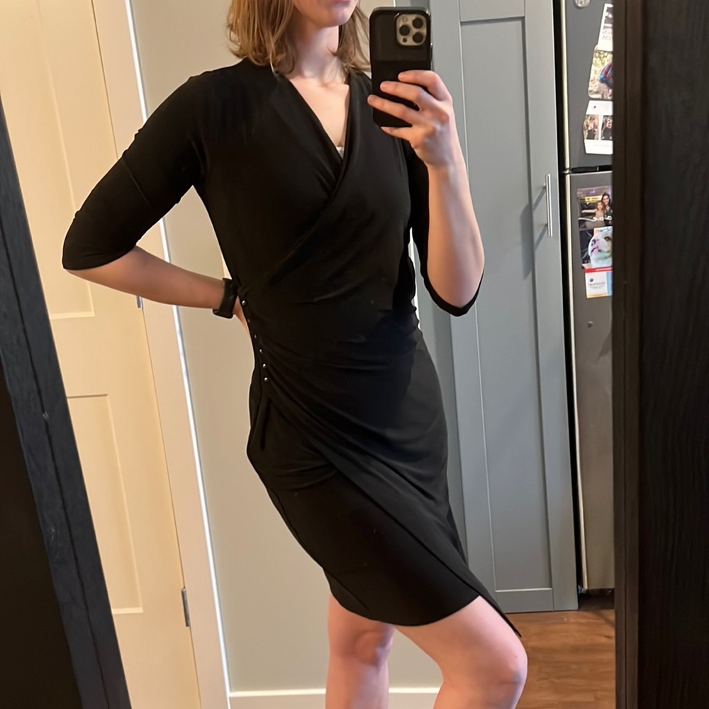 Black faux wrap dress